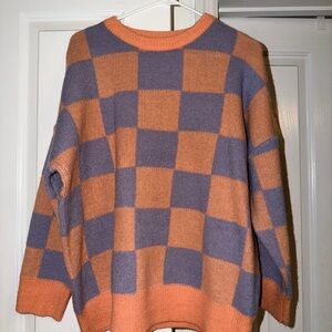 Talulah | Orange/Purple Checkered Sweater, size S/M
